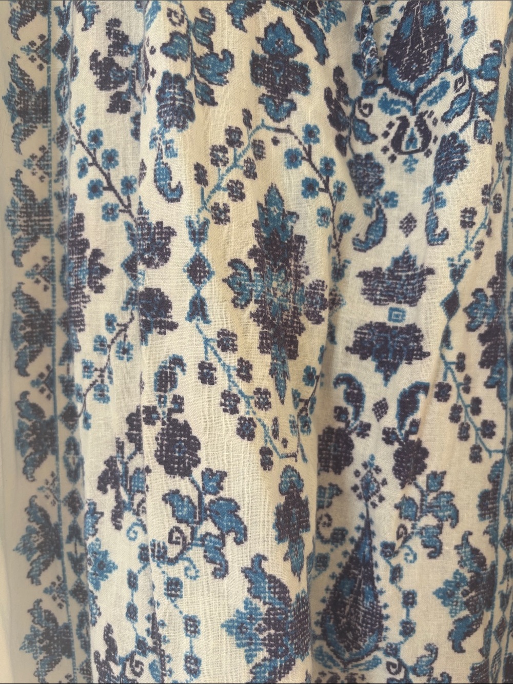 Boho Blue Floral Maxi Dress - White & Blue - Picture 5 of 11